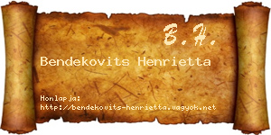 Bendekovits Henrietta névjegykártya